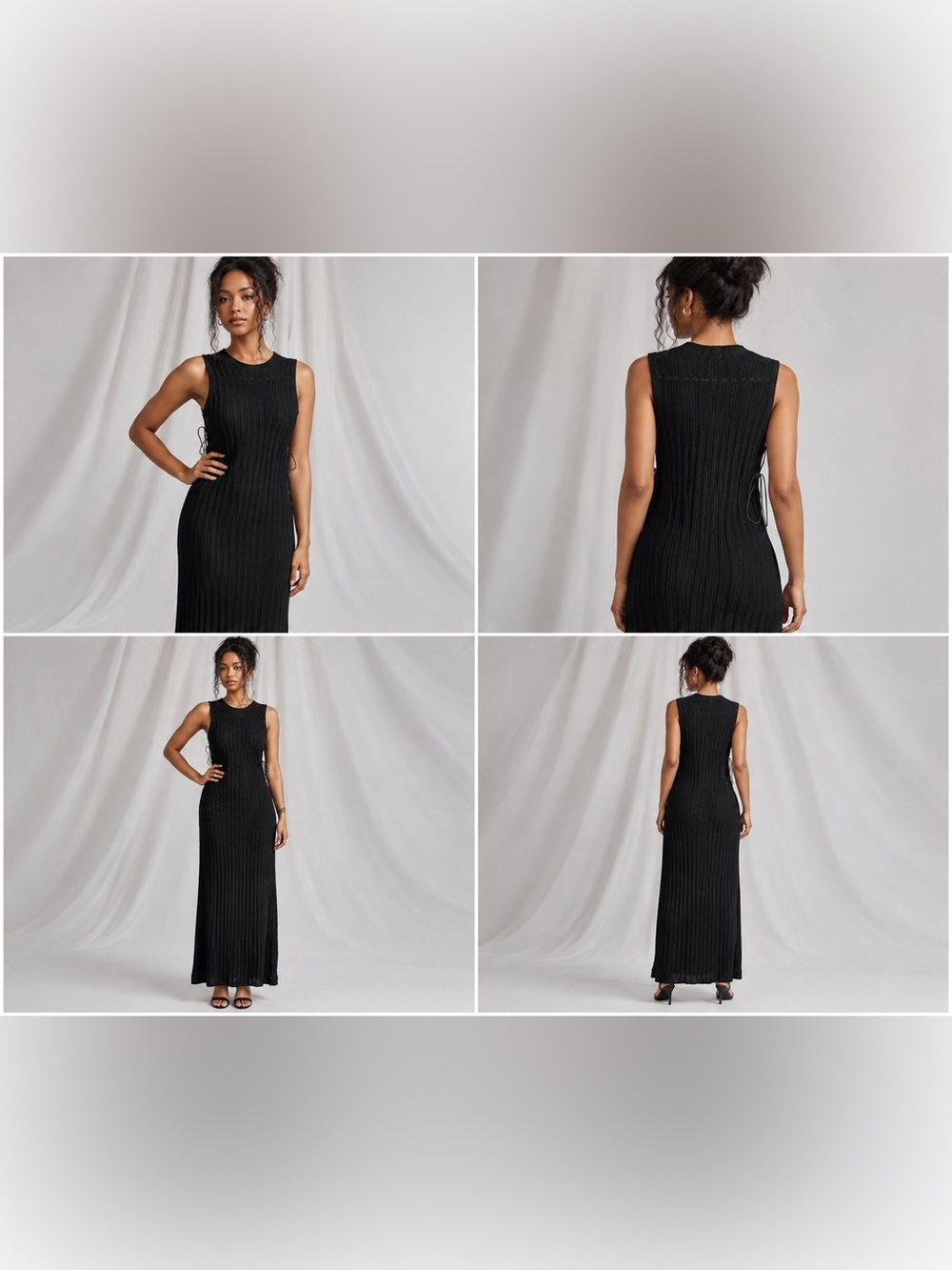 Women’s Sleeveless Black Ribbed Maxi Dress